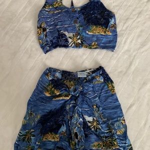 womens Hawaiian outfit, blue summer